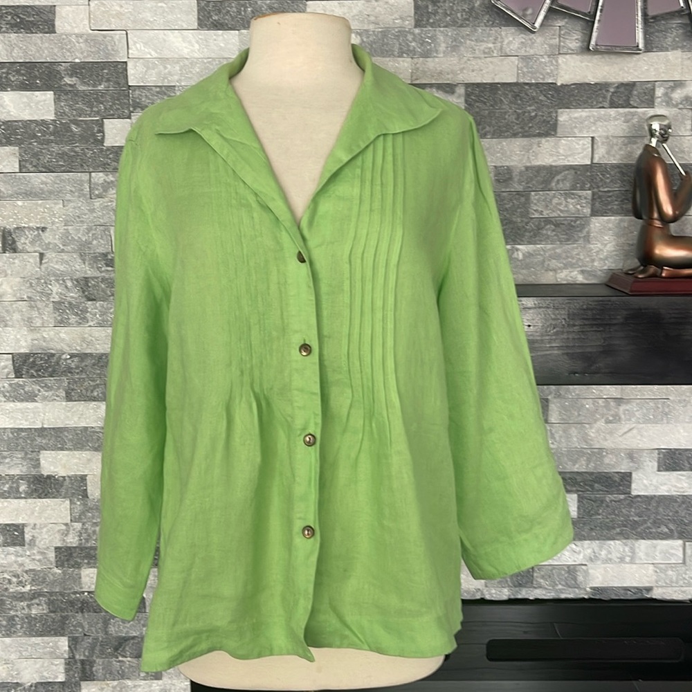 Jones New York Women Linen Shirt Button Down Shirt Size 14